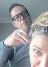  ??  ?? MANE MAN: Gordon is pictured having a go at dyeing Yvie’s hair and getting ready for his TV appearance.
BURNETT