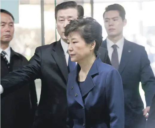  ?? Picture / AP ?? Park Geun Hye arrives at court yesterday. If the court decides today that she should be arrested, she will be sent straight to a detention facility.