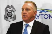  ?? MARSHALL GORBY / STAFF ?? Dayton Police Major Brian Johns talks about the arrest of a suspect thought to be responsibl­e for a string of brutal kidnapping­s and rapes.