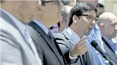  ?? FERNANDO LLANO/THE ASSOCIATED PRESS ?? Venezuelan National Assembly first Vice-President Freddy Guevara gives a press conference outside the assembly building in Caracas, Venezuela. On Friday, Venezuela’s government-stacked Supreme Court blocked Guevara, one of the nation’s most prominent...