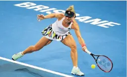  ?? Picture: AFP ?? WORLD NO 1: Germany’s Angelique Kerber hits a return against Australia’s Ashleigh Barty at the Brisbane Internatio­nal tennis tournament this week