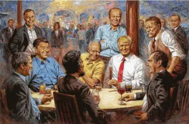  ?? Andy Thomas / New York Times ?? A painting by Andy Thomas, 61, shows President Donald Trump sitting among past GOP presidents. Trump called Thomas a few weeks ago to express his delight with the rendering that hangs in the White House.