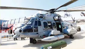  ??  ?? In this photograph taken on September 4, 2014, a multi-role military helicopter EC 725 by Airbus Helicopter­s is pictured at an internatio­nal military fair in Kielce. European aerospace giant Airbus and India’s Mahindra group have inked a deal to...