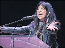  ?? ANDREW VAUGHAN/THE CANADIAN PRESS ?? Buffy Sainte-Marie told a Halifax audience that the descendant­s of European settlers and Indigenous people should work together toward decoloniza­tion.