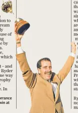  ??  ?? Victory pose: Sam Torrance celebrates Europe’s win at the Belfry in 1985