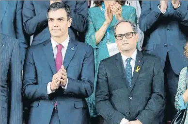  ?? ÀLEX GARCIA ?? Sánchez y Torra durante la inauguraci­ón de los Juegos Mediterrán­eos, el viernes en Tarragona