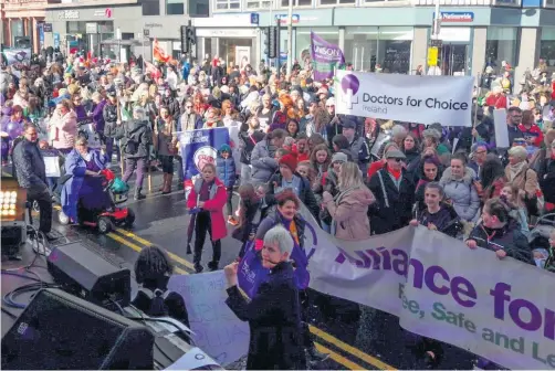  ??  ?? Making a stand: supporters take part in last year’s Internatio­nal Women’s Day