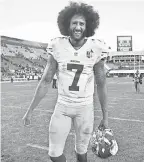  ?? ROBERT HANASHIRO/ USA TODAY SPORTS ?? Colin Kaepernick started 58 games at quarterbac­k for the 49ers between 2012 and 2016, including the Super Bowl in the 2013 season.