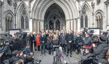  ?? Picture: Getty Images. ?? A solicitor representi­ng family members and survivors of the attack speaks to the media following the conclusion of the inquest yesterday.