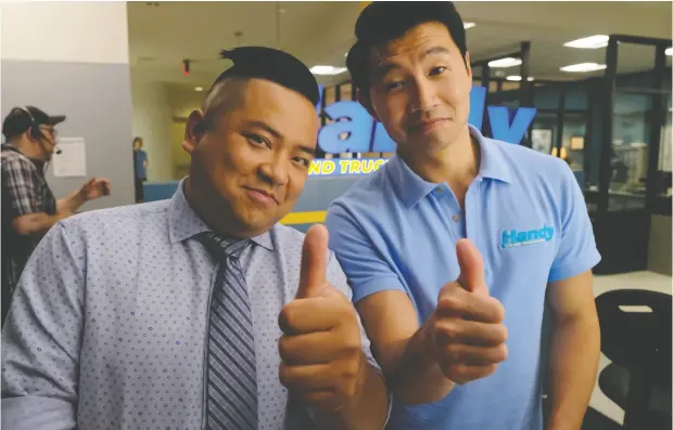  ?? CBC ?? Actors Andrew Phung, left, and Simu Liu play best buddies in the hit CBC comedy Kim’s Convenienc­e, now entering its fifth season.
