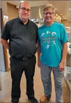  ?? SUBMITTED PHOTO ?? Dr. Jason Briggs, part-time host at DeLorenzo’s Pizza in Hamilton (left) and his longtime boss - and friend Rick DeLorenzo Jr.