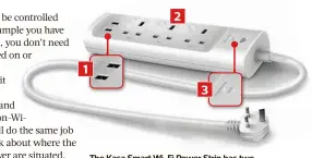  ??  ?? 1 2 3
The Kasa Smart Wi-fi Power Strip has two USB ports and three convention­al sockets