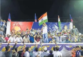  ?? AFP FILE ?? ▪ Hardik Patel, leader of the Patidar Anamat Andolan Samiti (PAAS), at a gathering during the 'Adhikar Sammelan' in Mansa, Gujarat, in November.