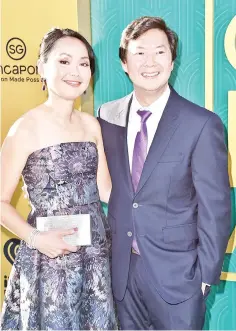  ?? — AFP photo ?? Tran Jeong and Ken Jeong attend the premiere of ‘Crazy Rich Asians’ in Hollywood.