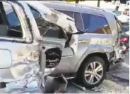  ?? Tyson Winter via Twitter ?? Cars were smashed by an out-of-control dump truck careening down Divisidero in Pacific Heights.