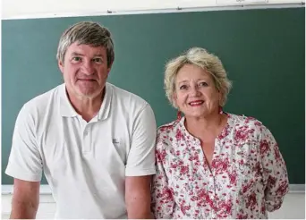  ??  ?? Patrice Philippe et Michèle Liaudet heureux de leur dernière rentrée.