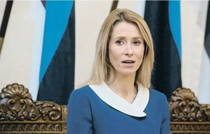  ?? RAIGO PAJULA / AFP ?? Kaja Kallas, en el Riigikogu, el Parlamento de Estonia, el 25 de enero del 2020, a punto de ser nombrada primera ministra