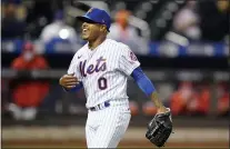  ?? FRANK FRANKLIN II — THE ASSOCIATED PRESS ?? Mets starting pitcher Marcus Stroman celebrates after the Phillies’ Rhys Hoskins grounded into a double play.