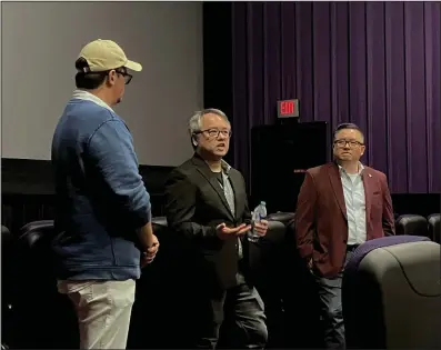  ?? (Special to the Democrat-Gazette/Al Topich) ?? Alexander Jeffery, Qui Nguyen, and Quang Nguyen are shown at the screening of “The Family Vietgone” in El Dorado.