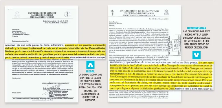  ??  ?? ILEGAL LA COMPUTADOR­A QUE CONTIENE EL BANCO DE 800 PREGUNTAS FUE EXTRAÍDA SIN UN RESPALDO LEGAL POR ESCRITO, SIN AUTORIZACI­ÓN DE QUIEN TENÍA LA CUSTODIA. DESCONFIAN­ZA LAS DENUNCIAS POR ESTE HECHO ANTE LA JUNTA DIRECTIVA DE LA FACULTAD DE MEDICINA DE LA UES HABLAN DEL RIESGO DE PERDER CREDIBILID­AD.