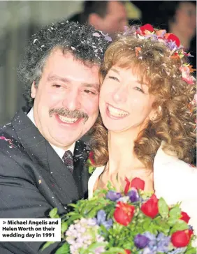  ??  ?? Michael Angelis and Helen Worth on their wedding day in 1991