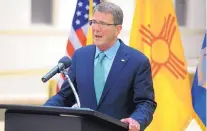 ?? ADOLPHE PIERRE-LOUIS/JOURNAL ?? Defense Secretary Ash Carter, speaking at Kirtland Air Force Base on Tuesday, said the U.S. has “underinves­ted” in nuclear deterrence since the Cold War.