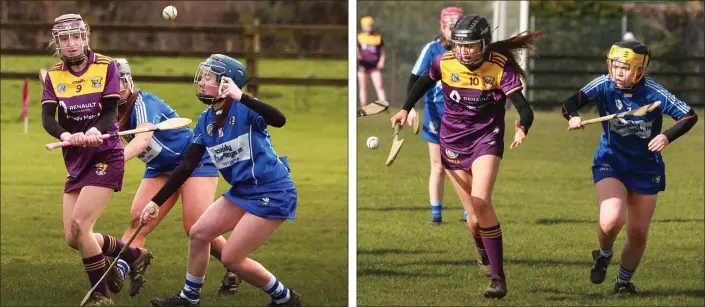  ??  ?? Wexford’s Lauren Delaney keeps the ball away from Andrea Scully of Laois.
Kerri Doyle-Kinsella about to gain control of the ball for Wexford.