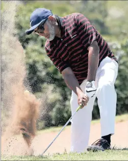  ?? PICTURE: SHELLEY KJONSTAD ?? SAND MAN: Doctor Ayoob Bux gets out of a sand trap on the 17th hole on day two of the the annual Mercury Million tournament at the Wild Coast Golf Course yesterday. The three-day tournament, in its 28th year, ends today.