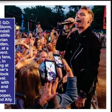  ?? ?? ON THE GO: Ronan, Storm, Mike Tindall and Westlife star Brian McFadden, above, at a golf event. Adoring fans, right, in Reading at this year’s Flackstock Festival. Below, with Storm and children Jack, Cooper, Missy and Ally