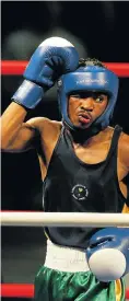  ??  ?? Jackson Chauke takes on unbeaten Zambian Alfred Muwowo, the ABU champion.