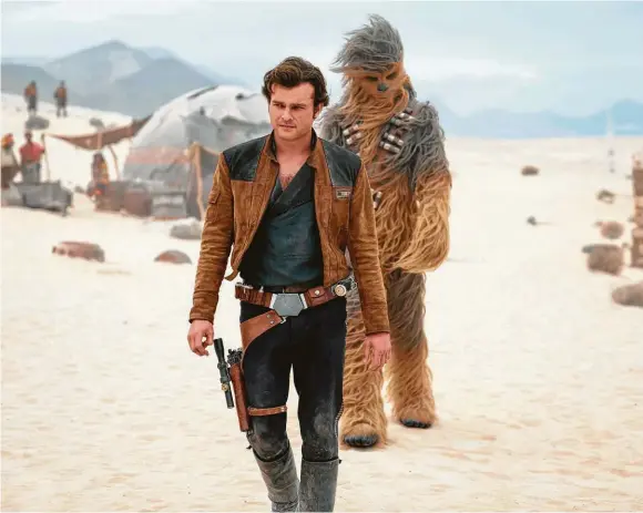 ?? Lucasfilm ?? Alden Ehrenreich, left, and Joonas Suotamo, as Chewbacca, are featured in “Solo: A Star Wars Story,” which opens May 25.