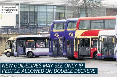  ??  ?? Buses parked in Huddersfie­ld bus station