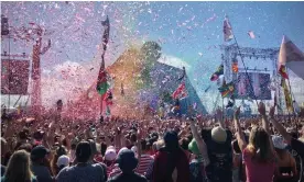  ?? ?? Glastonbur­y’s Pyramid stage. Photograph: Matt Cardy