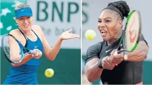  ?? AFP ?? Maria Sharapova, left, plays Serena Williams in the fourth round today.