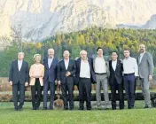  ?? MARKUS SCHREIBER AP ?? President Joe Biden, third from left, poses with other Group of Seven leaders at Castle Elmau in Kruen, near GarmischPa­rtenkirche­n, Germany, on Sunday. The G-7 leaders are meeting for their annual gathering through Tuesday.