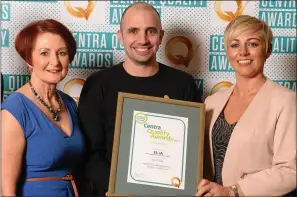  ??  ?? Diane Goff, Richard Murphy and Trish Goff, Goff’s Centra, Bridgetown, with their Q Mark for Hygiene and Food Safety at the Centra Quality Awards 2017.