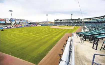  ?? APRIL GAMIZ/THE MORNING CALL ?? The IronPigs don’t begin their Triple-A season until May 4, but the Phillies’ taxi squad arrives Monday at Coca-Cola Park and begins workouts Wednesday. Most of the snow melted this month, but some had to be shoveled out.