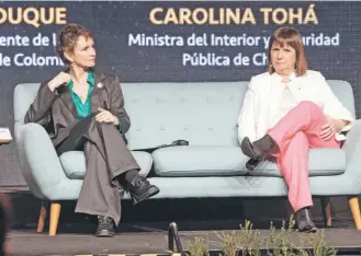  ?? / AGENCIAUNO ?? La ministra Tohá y su par de Seguridad de Argentina, Patricia Bullrich, en Enade.