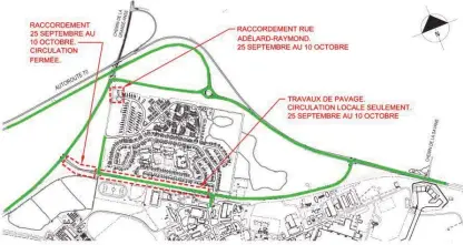  ??  ?? La phase 3 des travaux entourant la mise en service du nouveau tronçon affectera l’accès à la base jusqu’au mois d’octobre.