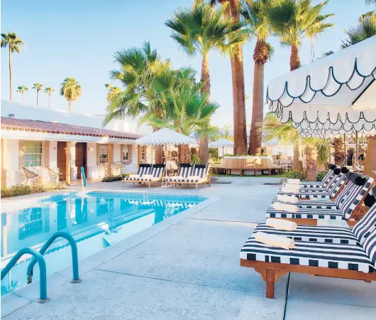  ?? BRIAN ASHBY ?? Booking all of Dive Palm Springs, a boutique hotel in Palm Springs, California, costs about $2,500 a night, plus a $5,000 event fee. Juan Soria organized a Thanksgivi­ng trip at Dive, chosen because most of the common spaces are outside.