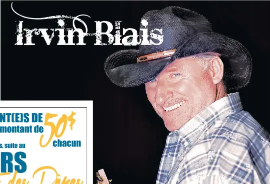  ??  ?? Irvin Blais, artiste country de grand renom, sera de passage à Casselman le 2 décembre 2017. En effet, le Festival de Noël de Casselman annonce qu’un nouveau spectacle prendra place sous le chapiteau le samedi soir, en plus de l’artiste du vendredi à...