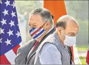  ?? PTI ?? Defence minister Rajnath Singh and US Secretary of State Mike Pompeo at Hyderabad House in New Delhi on Tuesday