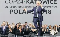  ?? PHOTO: REUTERS ?? Happiness is . . . COP24 President Michal Kurtyka reacts during a session of the COP24 UN Climate Change Conference 2018 yesterday in Katowice, Poland.