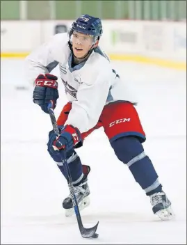  ?? [ADAM CAIRNS/DISPATCH] ?? Forward Vitalii Abramov, participat­ing in Blue Jackets developmen­t camp last summer, is putting up big numbers -- 45 goals, 96 points in 62 games -- with Gatineau in the Quebec Major Junior Hockey League.