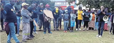  ?? Picture: SUPPLIED ?? PEACEFUL MARCH: Ezibeleni residents listen to a briefing ahead of their march to Enoch Mgijima Local Municipali­ty on Friday