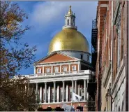  ?? CHRIS CHRISTO/ BOSTON HERALD ?? The Massachuse­tts State House seen from Park Street in Boston on Sept. 27, 2023.