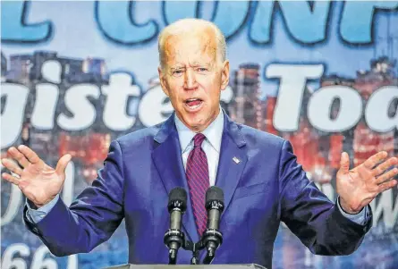  ?? REUTERS ?? EN POCOS meses, Joe Biden aumentó en 11 puntos su imagen positiva en la carrera por la presidenci­a de Estados Unidos.