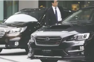  ?? KIYOSHI OTA/BLOOMBERG FILES ?? Subaru wants to wipe out fatal accidents by 2030. Last year it debuted its Eyesight technology in its Levorg model, which uses autonomous technology to help steer cars away from danger.