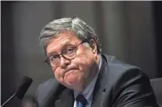  ?? POOL PHOTO BY MATT MCCLAIN ?? Attorney General Barr said police brutality remains rare and Black-on-Black crime is a greater threat to Black lives.