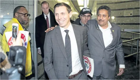  ?? CHRIS YOUNG/ THE CANADIAN PRESS ?? One- time leader and now leadership candidate Patrick Brown leaves the Ontario Progressiv­e Conservati­ve party headquarte­rs in Toronto on Tuesday.